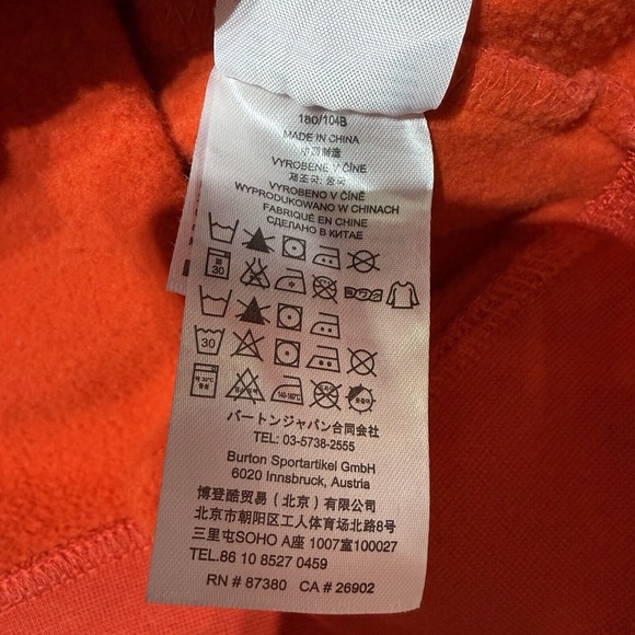 Burton Hoodie Mens Orange XL Red Extra Large Graphic Snowboarding Pullover - Picture 12 of 15